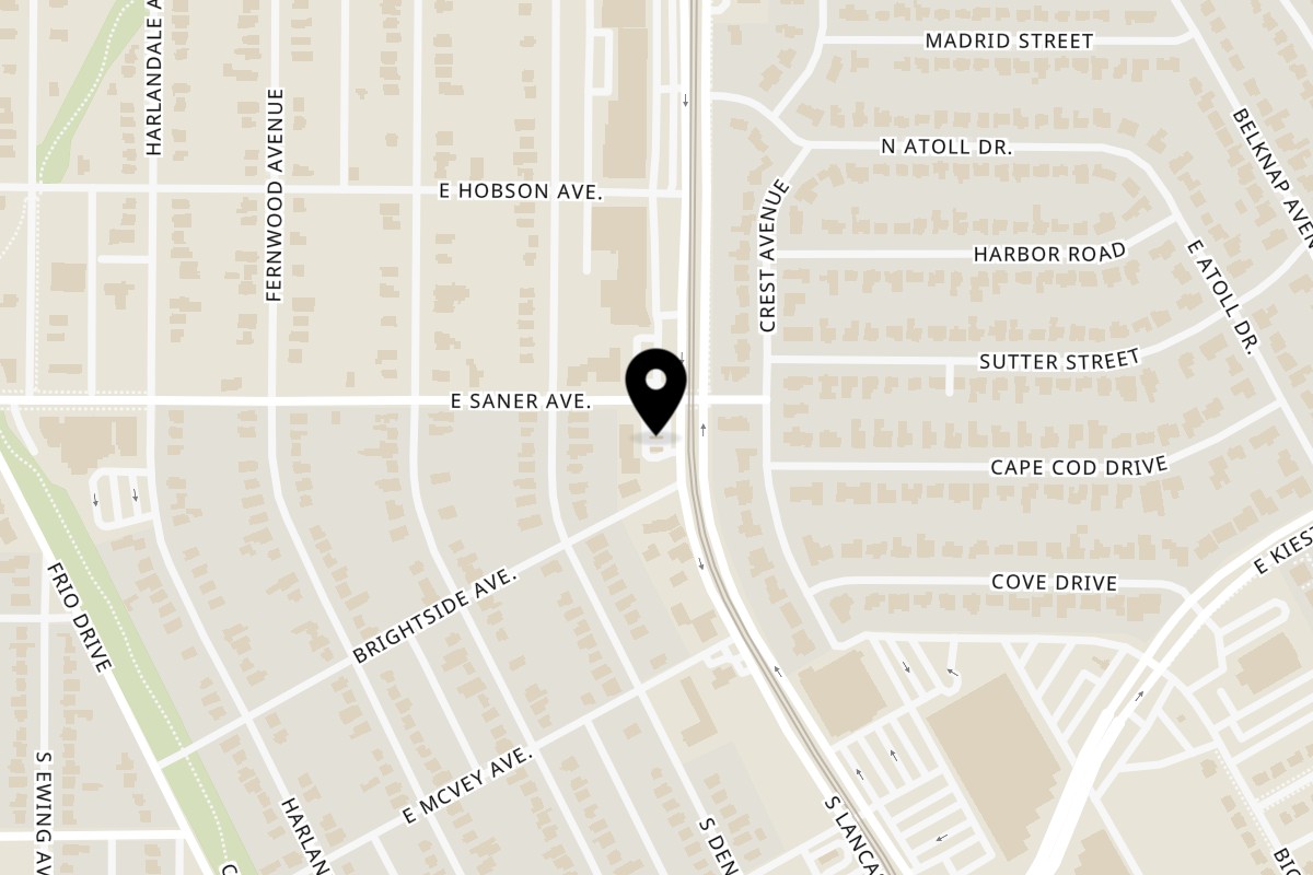 Map showing the location of Taqueria Taxco Lancaster on 2809 S Lancaster Rd in Dallas