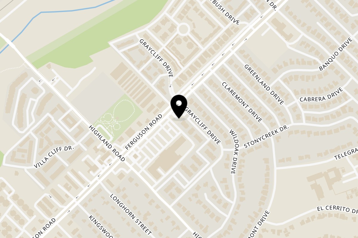 Map showing the location of Taqueria Taxco Mobil on Ferguson on 8092 Ferguson Rd in Dallas