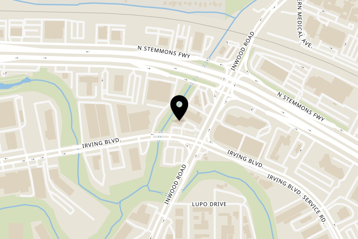 Map showing the location of Taqueria Taxco Irving Blvd on 2909 Irving Blvd in Dallas